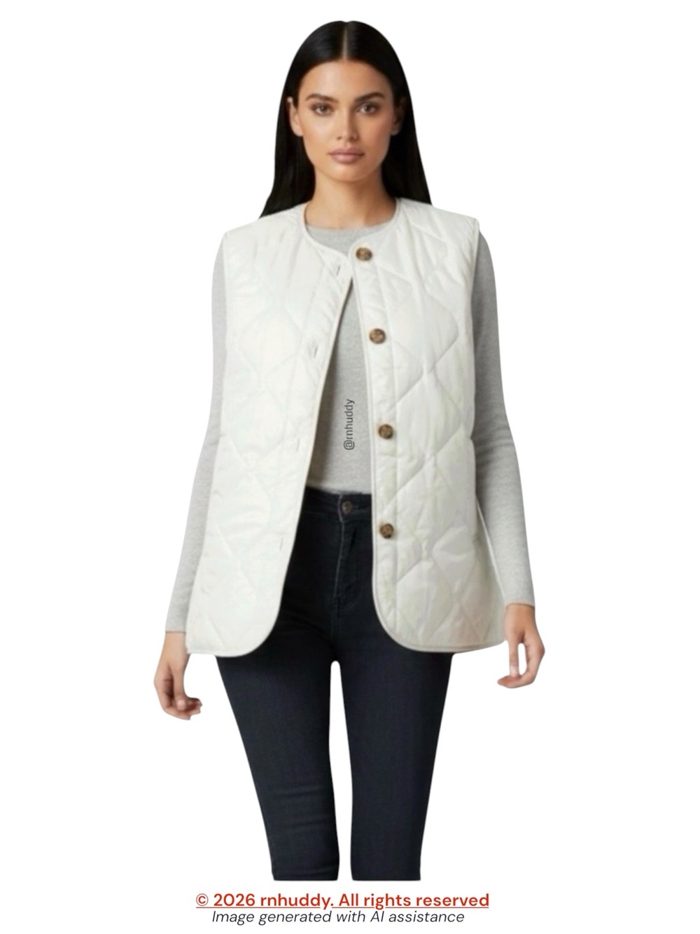 Asos size 12 ivory collarless quilted oversized vest